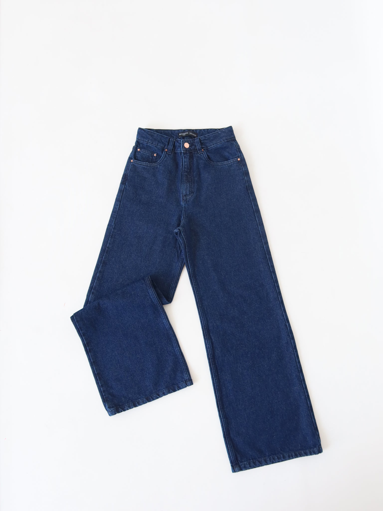Wide leg regular jeans azul oscuro