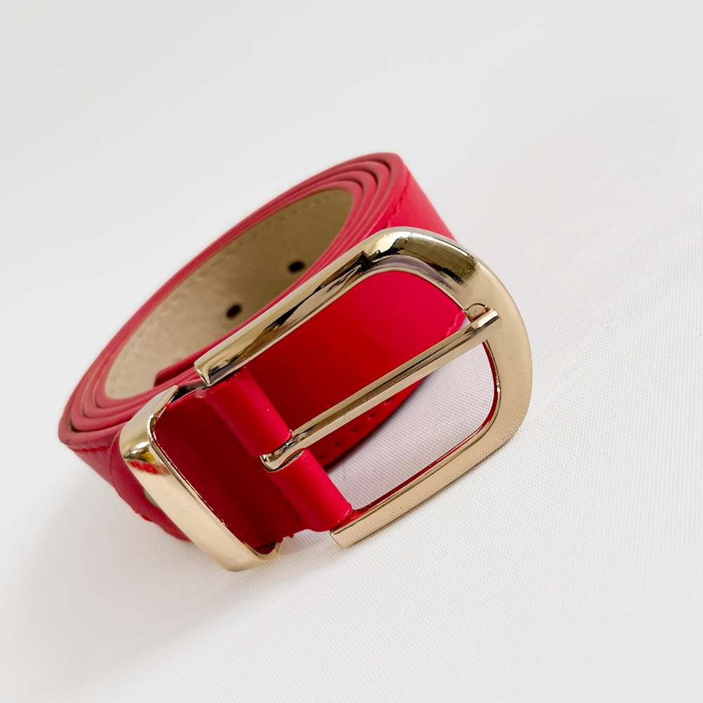 Cinturon pasador dorado rojo