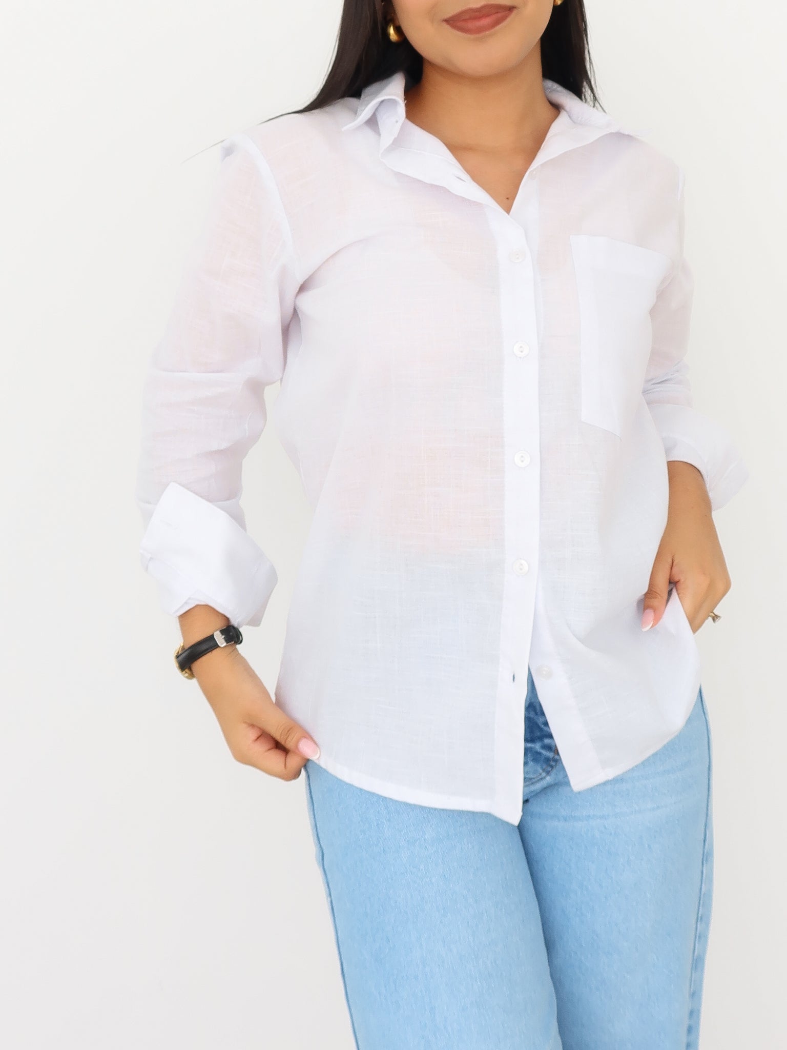 Camisa Oversize lino blanca