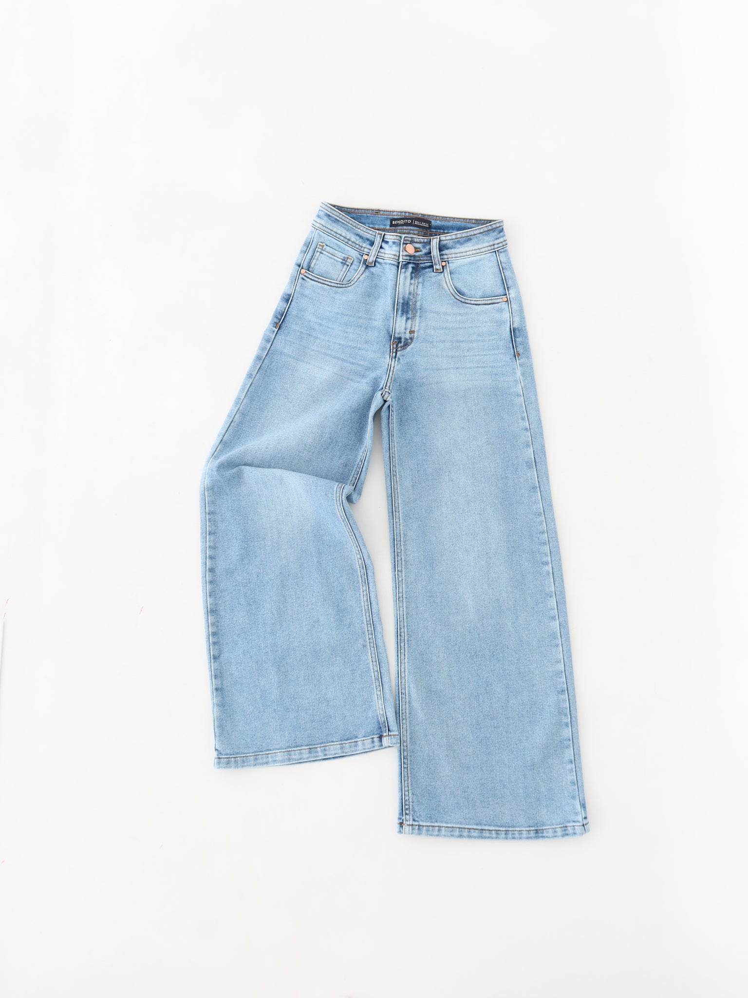 Mini wide leg jeans stretch azul claro