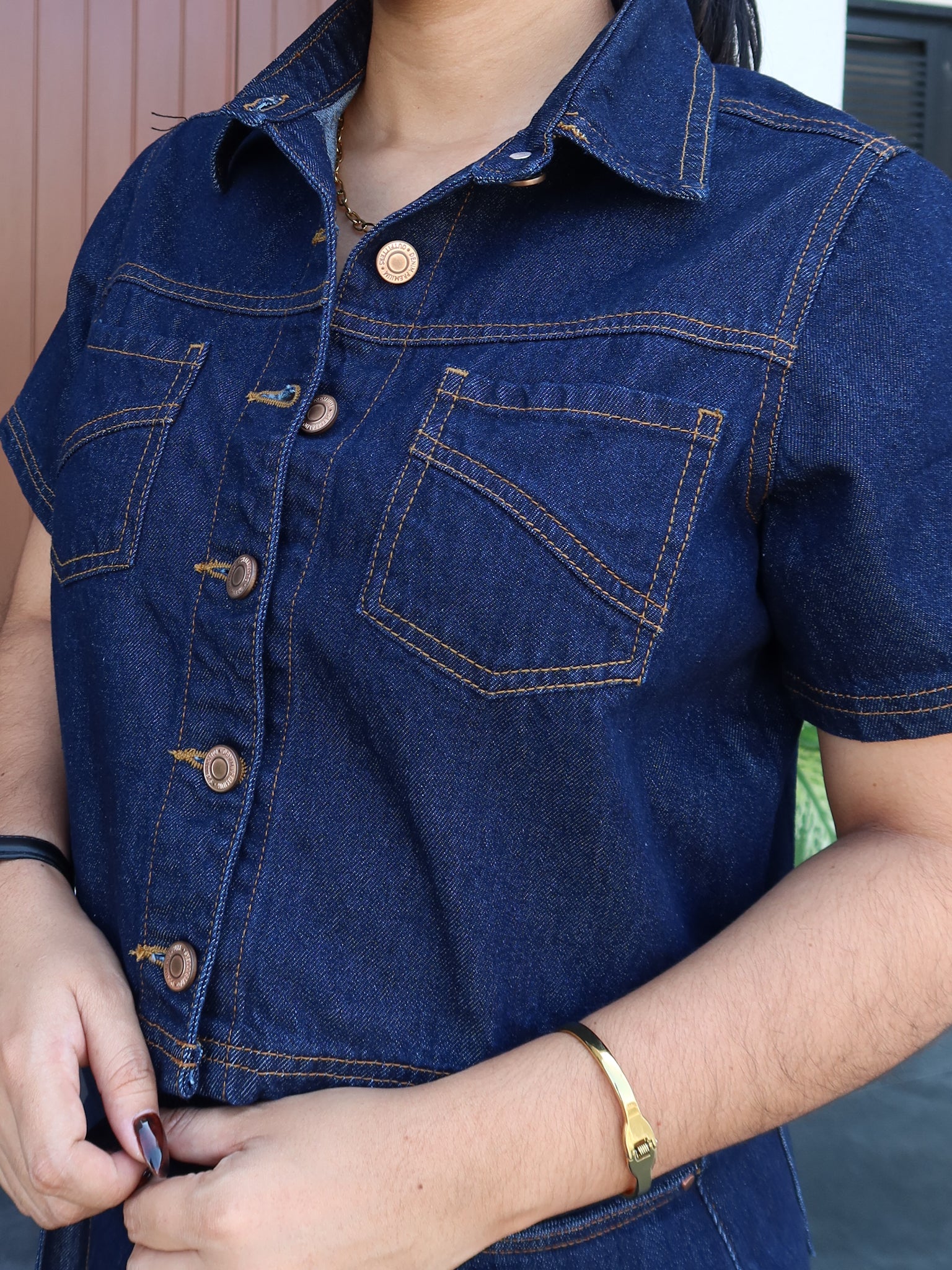 Cami Cropped denim azul oscuro