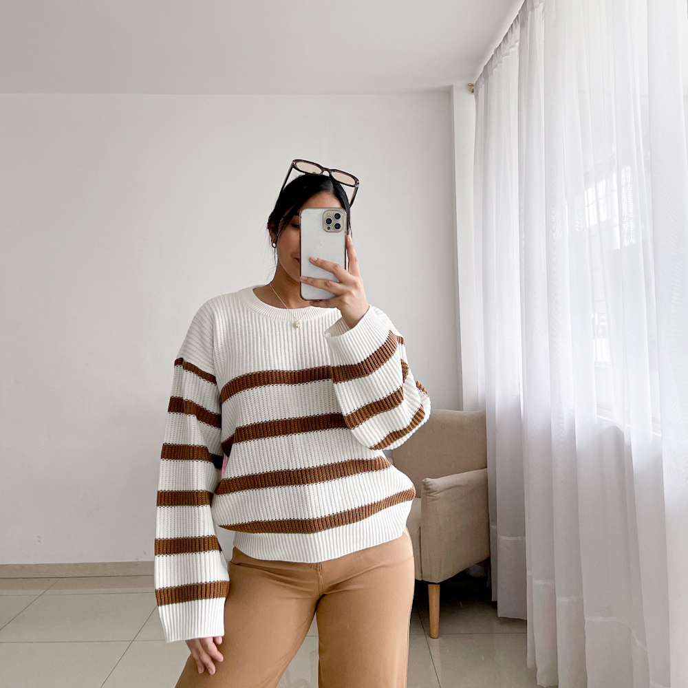 Jersey punto rayas cafe