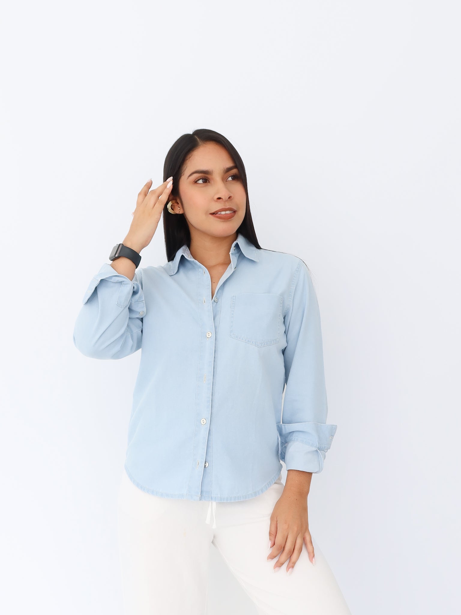 Camisa denim liviano celeste