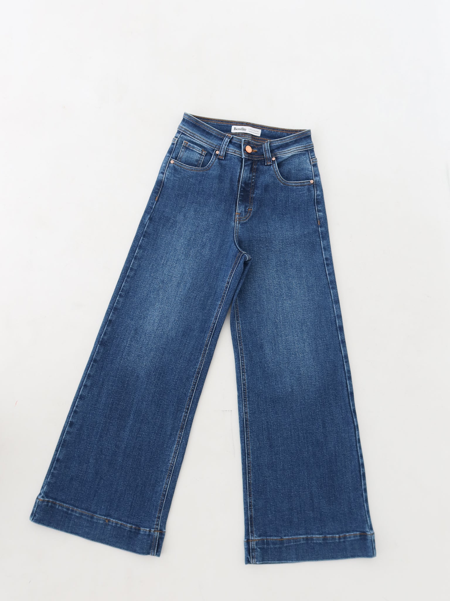 Mini wide leg jeans stretch azul