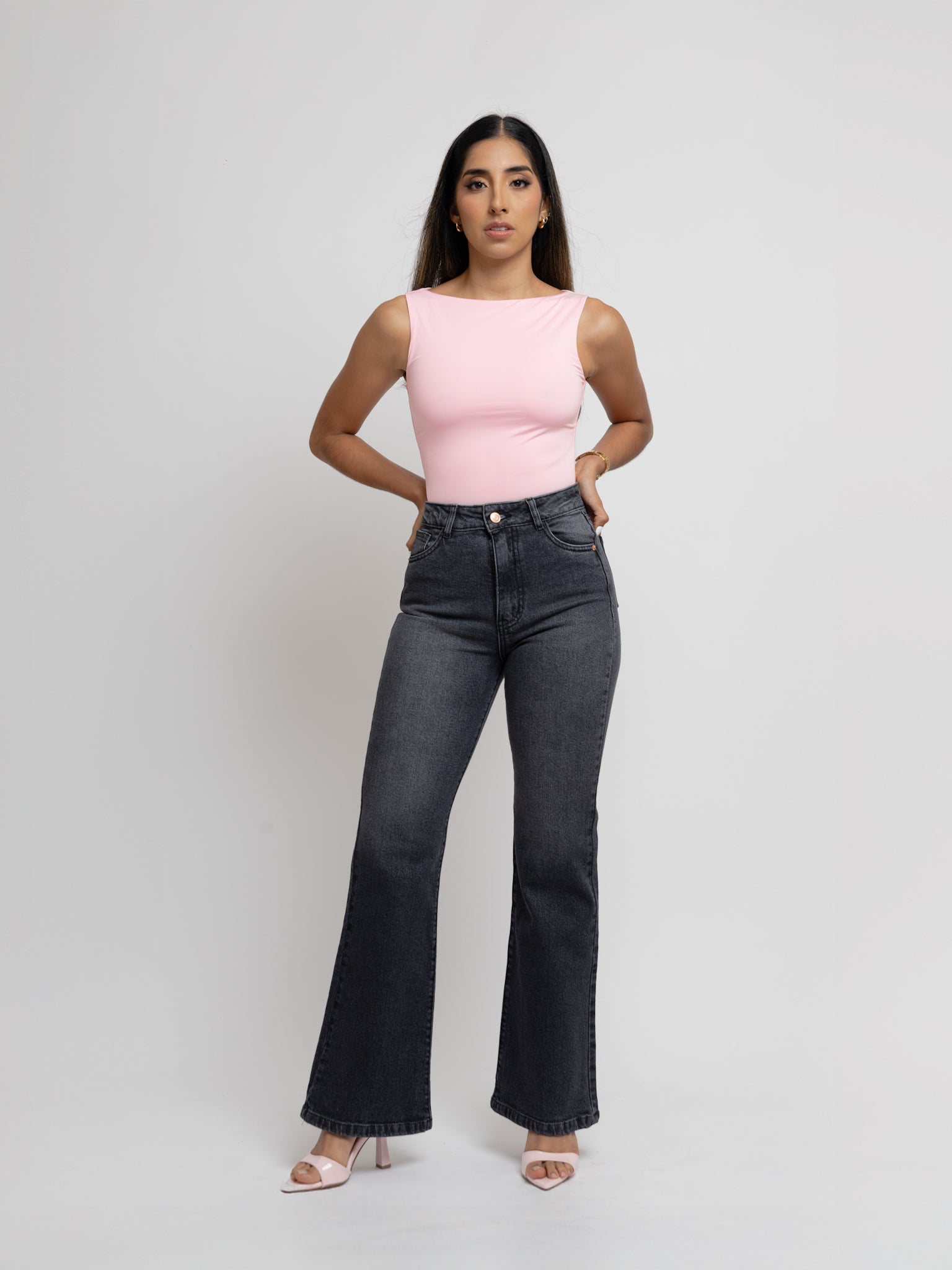 Bootcut jeans regular gris